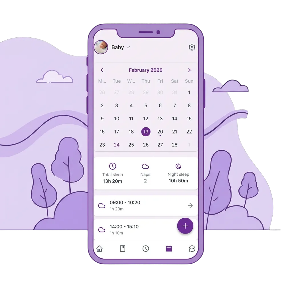 PequeSleep timelines interface on a phone