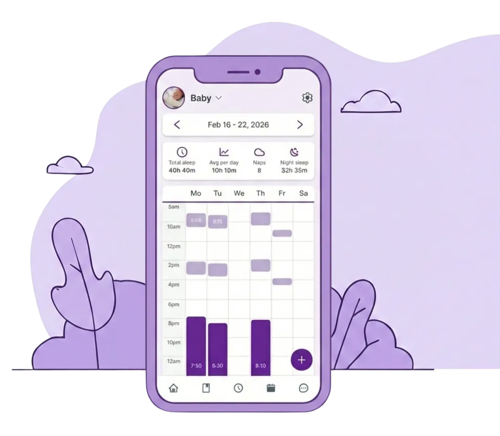 PequeSleep weekly insights interface on a phone